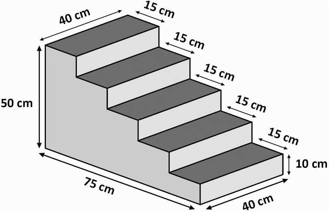 Hundetreppe 50 cm hoch | Katzentreppe Haustiertreppe | 5 Stufen | Hunde Katzen Haustier | für Bett u