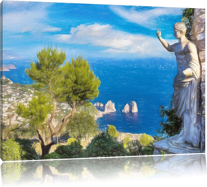 Pixxprint Insel Capri in Italien als Leinwandbild/Grösse: 100x70 cm/Wandbild/Kunstdruck/fertig bespa