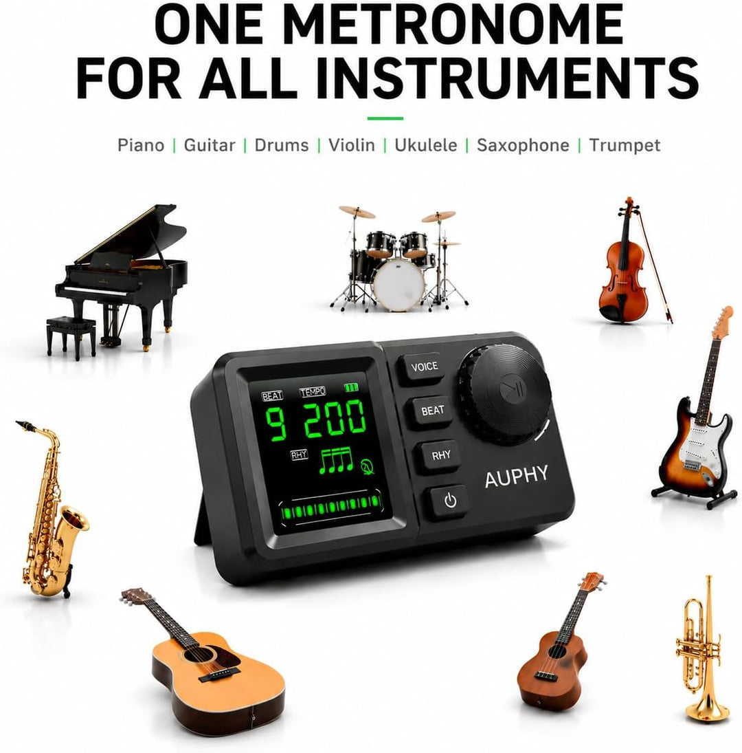 Wiederaufladbares Digitales Metronom für Schlagzeug Gitarre Bass Ukulele Saxophon Klavier usw, Schwa