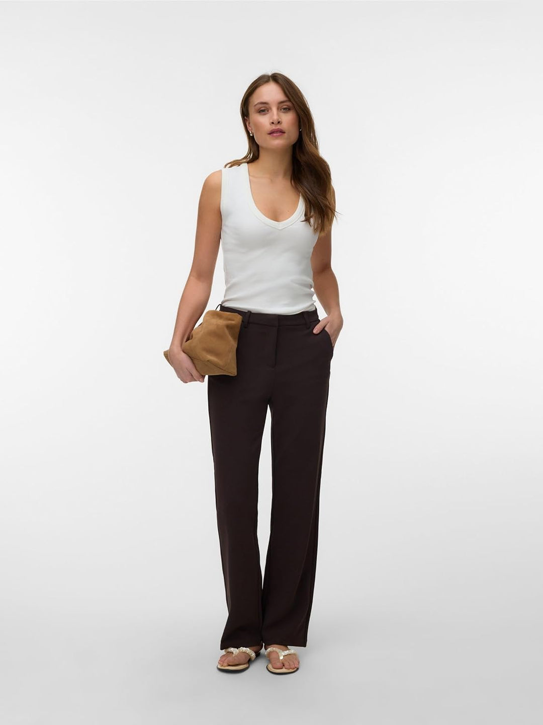 VERO MODA Female Hose VMZAMIRA Mittlere Taille Hose XS / 34L Chocolate Torte, XS / 34L Chocolate Tor