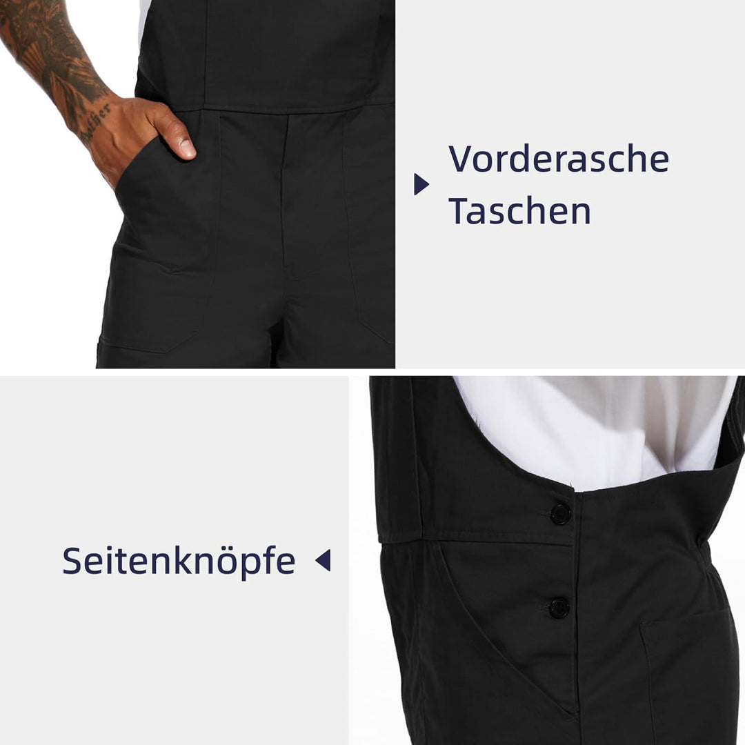 WORK IDEA Arbeits-Latzhose für Männer Multi Pocket Technology Herren Arbeitslatzhose S Schwarz, S Sc