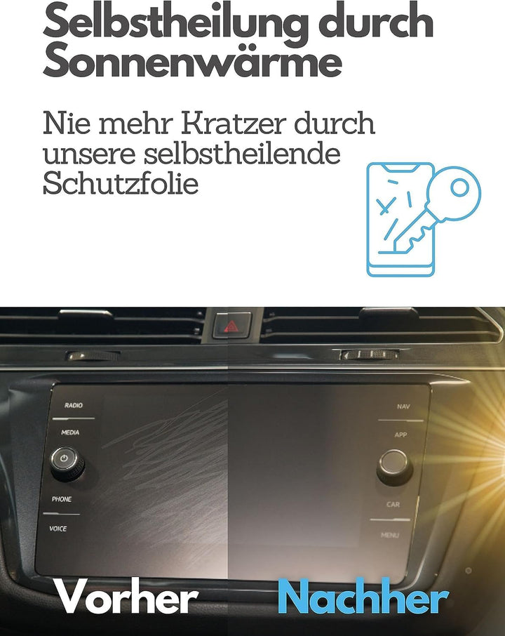 DISSKIN® Displayschutzfolie für Volkswagen Discover Media &amp; Pro Display - selbstheilend durch Wärme,