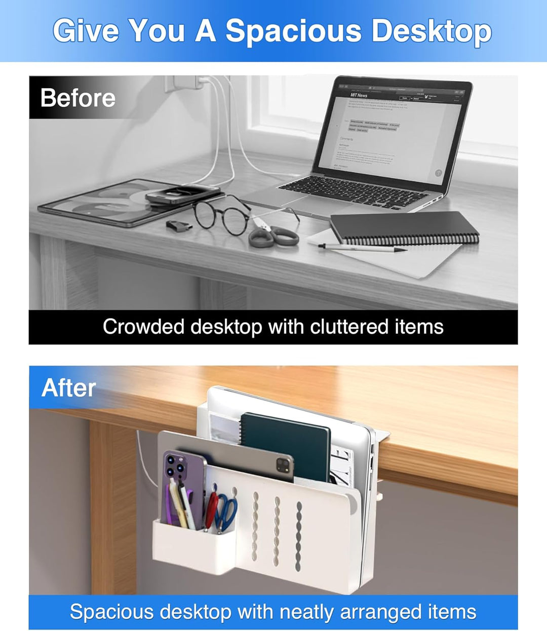 Schreibtisch Seitenaufbewahrung, Doppelschichtiger Desk Side Storage Mit Magnetischer Stifthalter Ke