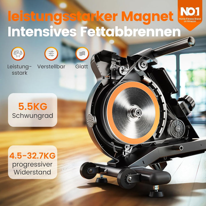 YOSUDA Testsieger Rudergerät für Zuhause, Ultraleise Magnetische Rudermaschine (Cardio-Training), 16