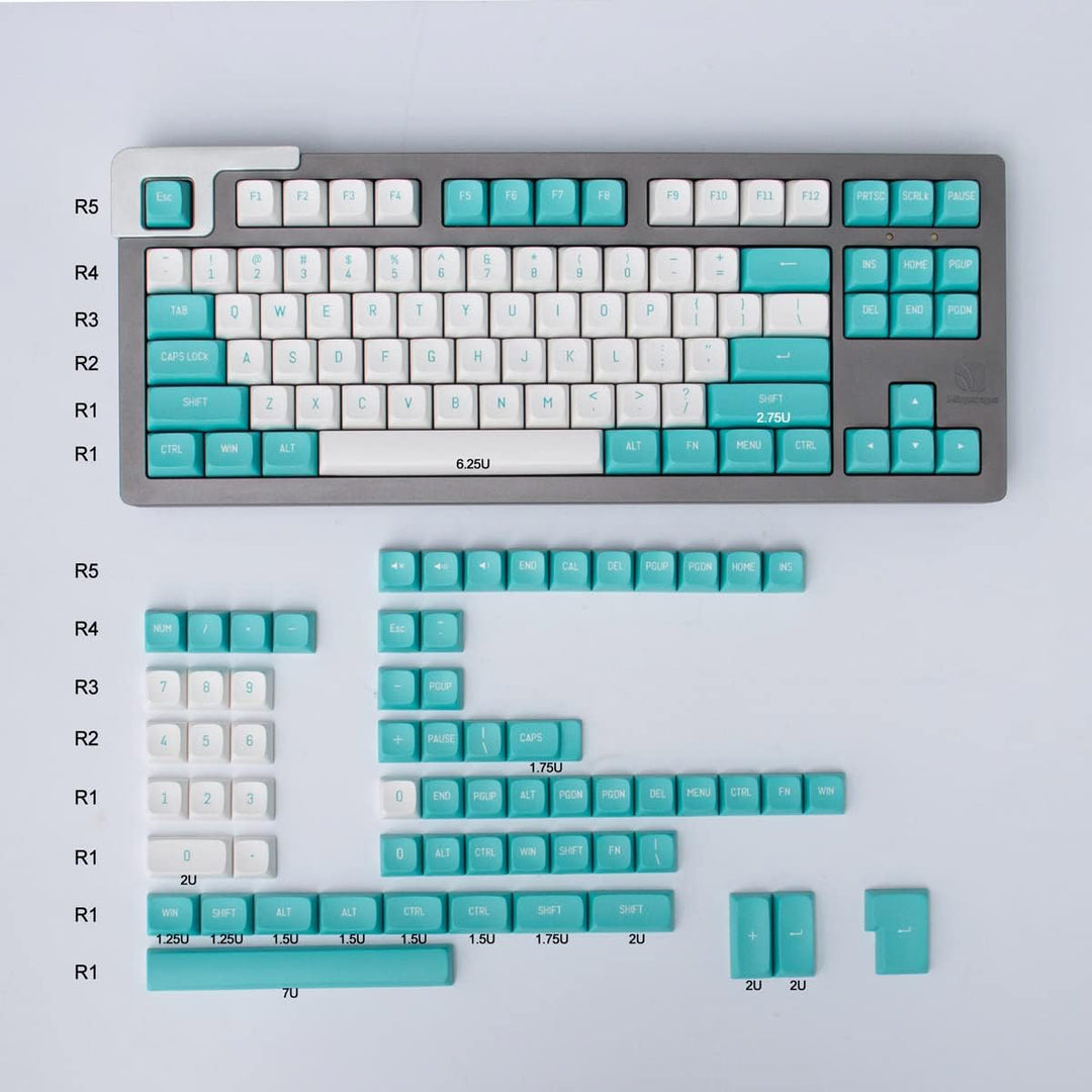 Weiss Grüne Tastenkappen 150 Tasten Doubleshot MSA Profil Custom Keycaps für 61/64/68/84/87 Mechanis