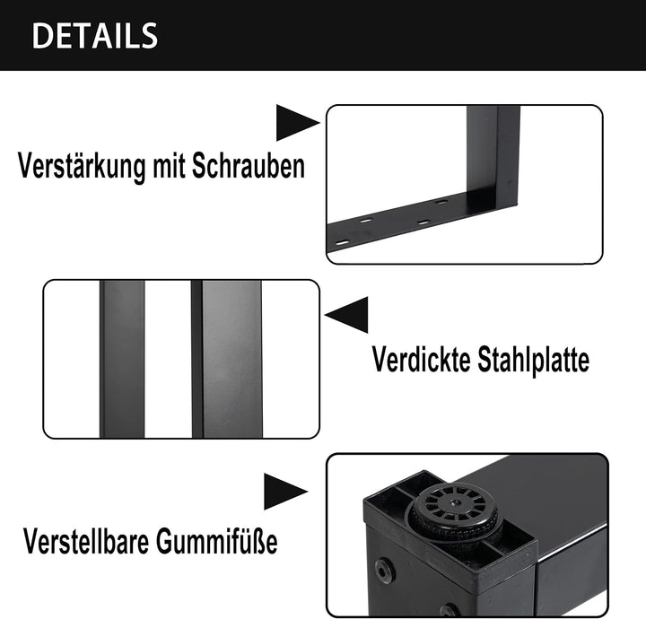 Thanaddo 2 Stück Tischbein Metall Möbelfüsse für Sitzbank, Industrial Tischgestell Tischkufen, Tisch