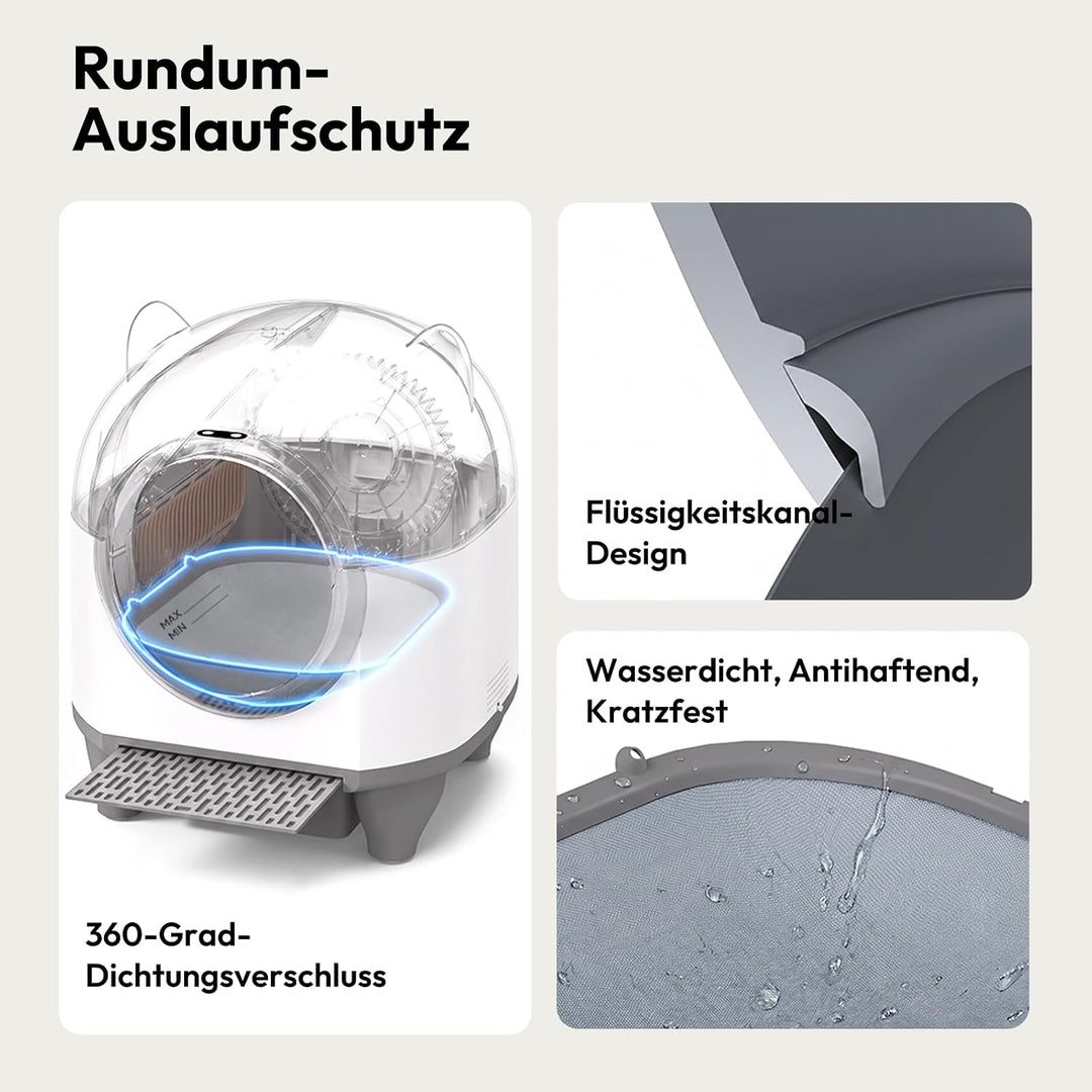 Devoko Katzenklo Selbstreinigend,Niedliche Katzenohren,Automatische Katzentoilette XXL,Fernsteuerung