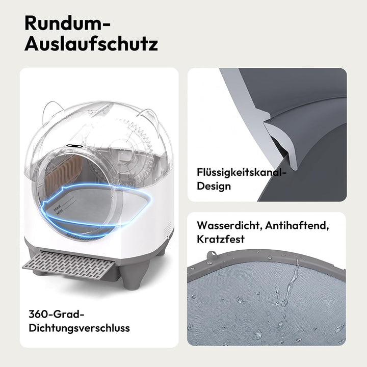Devoko Katzenklo Selbstreinigend,Niedliche Katzenohren,Automatische Katzentoilette XXL,Fernsteuerung