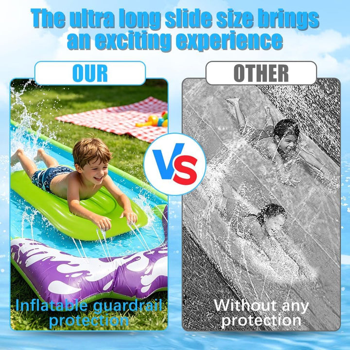 480*70CM Wasserrutsche Garten Für Kinder, Wasserrutsche Outdoor Sommer Rasen Mit 2 Bodyboards, Singl