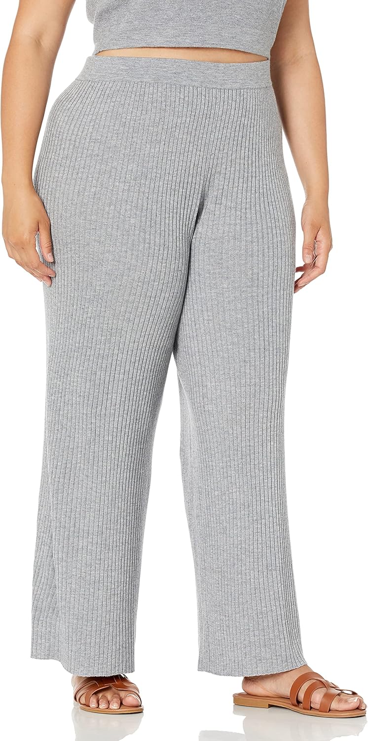 The Drop Damen Pants Catalina Pull-on Rib Sweater Pant XL Grau Meliert, XL Grau Meliert