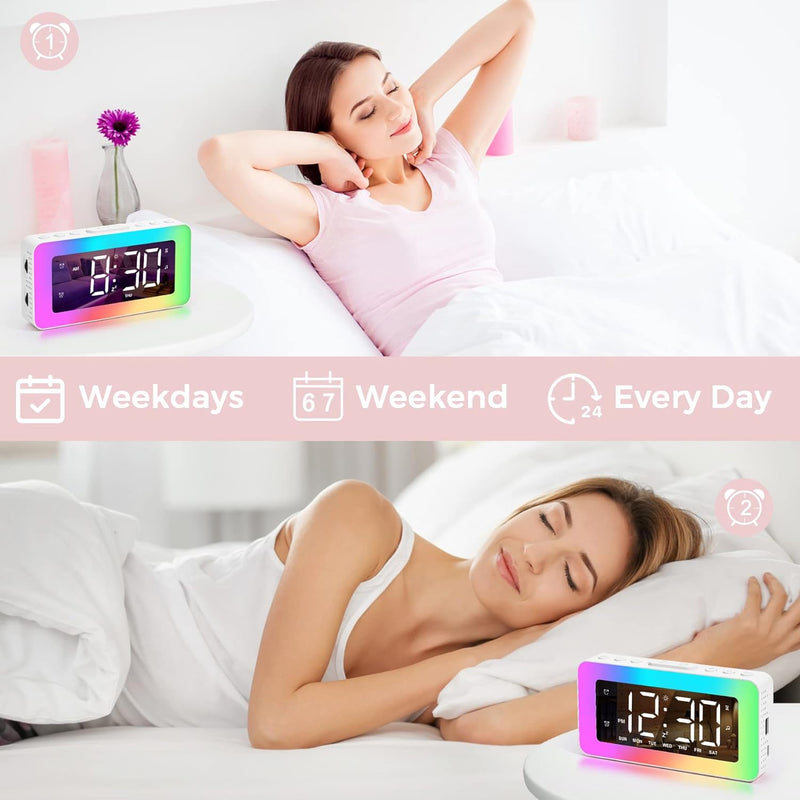 Sukeen Wecker Digital, Wecker Kinder Digital, Wecker Mit Licht, Digitaler Uhr Mit Doppelalarm, 8 Ein