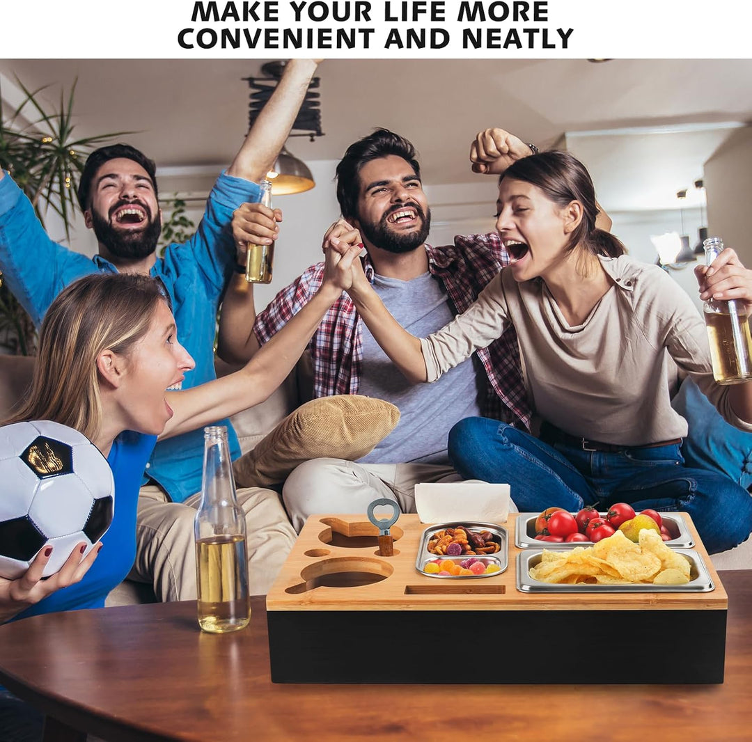 Couchbar Snackbox Sofatablett,Geburtstagsgeschenk für männer, Snackspender mit Snackschale, Getränke