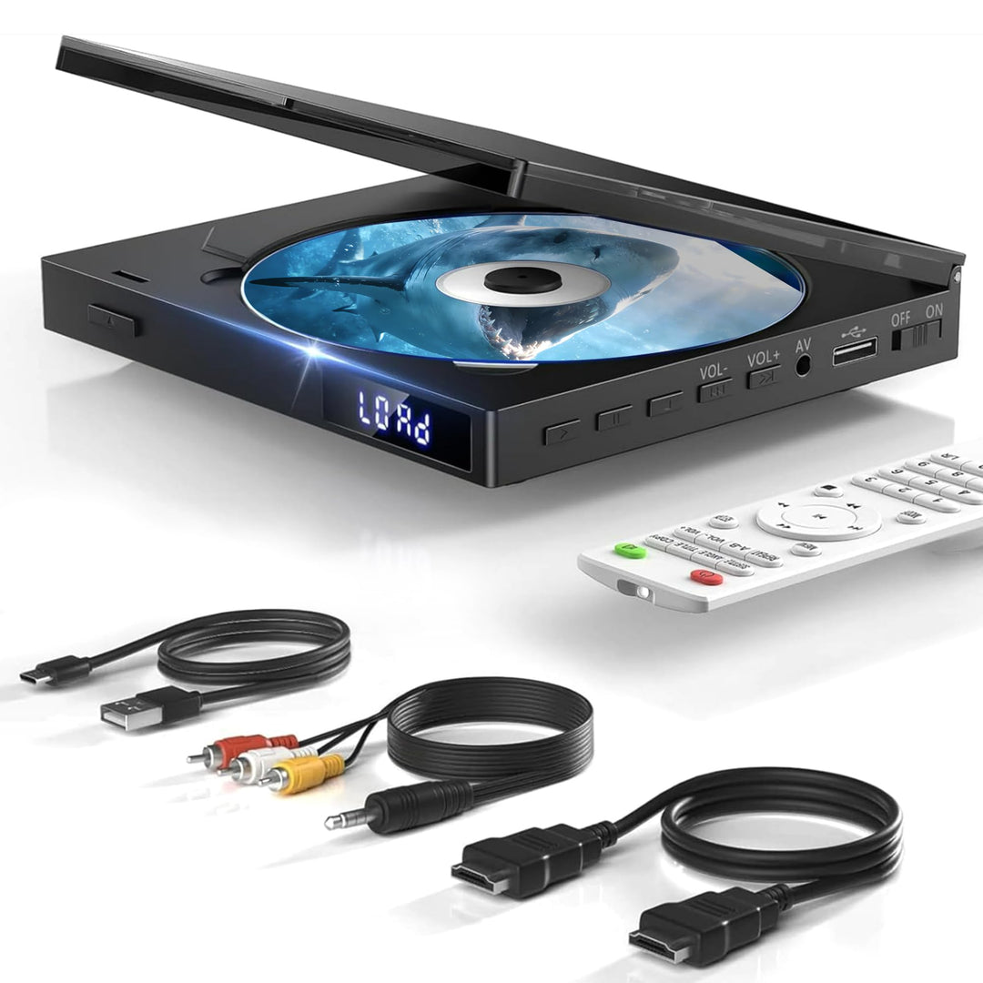 Mini-DVD-Player für TV, Multi-Regionen-DVD-Player USB, CD, MP3-Wiedergabe | 1080P HD Upscaling, Spei