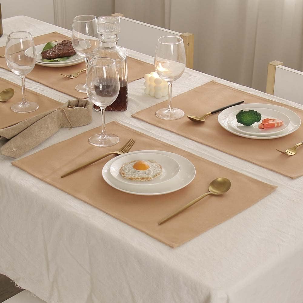 Vivi Idee® 6er Tischsets Platzset 100% Baumwolle Platzdeckchen Stoff abwaschbar Handgenäht 52x33cm (