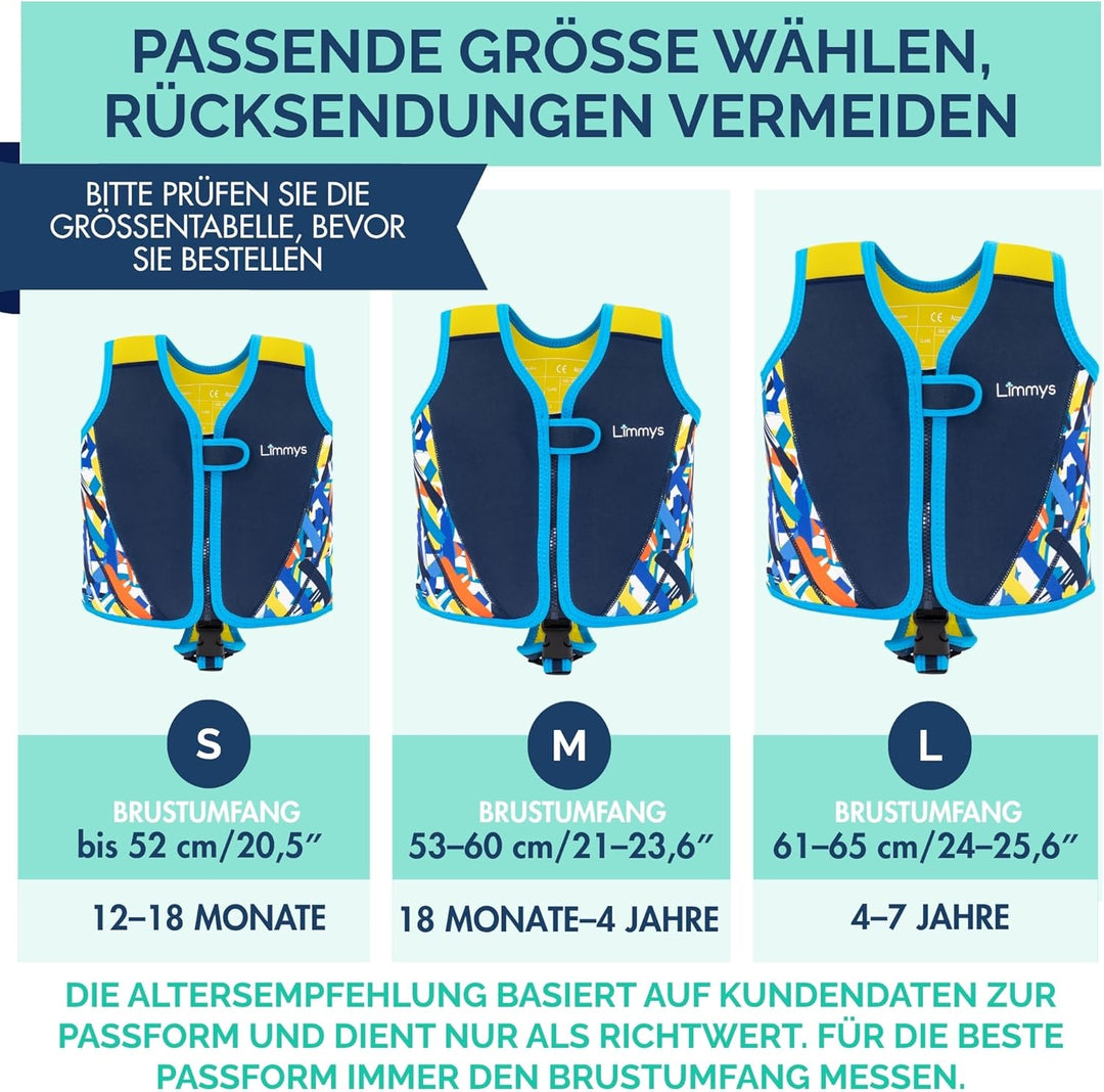 Limmys Schwimmweste für Kinder – Schwimmhilfe mit verstellbarem Auftrieb, Testsieger bei Vergleich.d