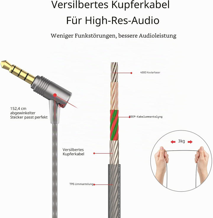 SoundMAGIC E11C Kabelgebundene Kopfhörer mit Mikrofon, HiFi-Stereo-Ohrhörer, geräuschisolierende In-