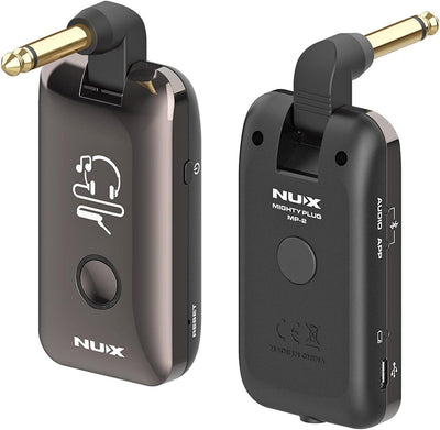 Nux MP-2 Mighty Plug Drahtlose Verstärker- und Effekt-Simulation für Gitarre und Bass + keepdrum Kop