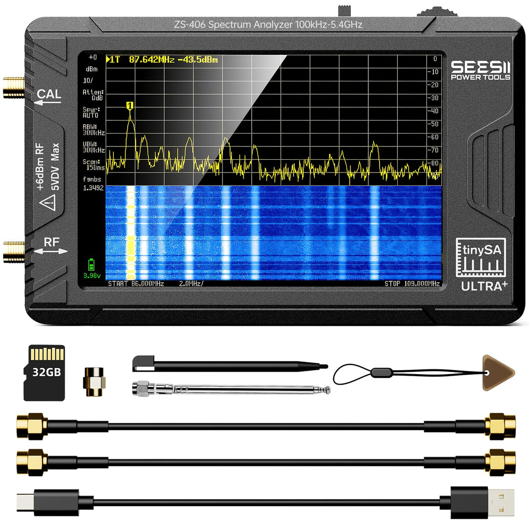 Seesii TinySA Ultra Spektrumanalysator, 2023 Aufgerüsteter Handheld-Frequenzanalysator 4,0&