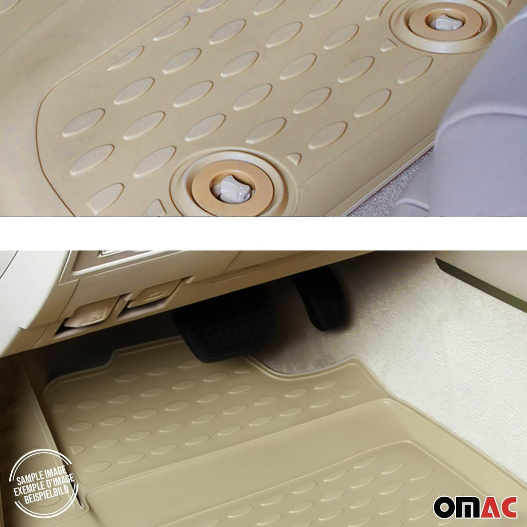OMAC Gummimatten Fussmatten kompatibel mit BMW 5er E60 E61 2003-2010 TPE Automatten Beige 4X Fussmat