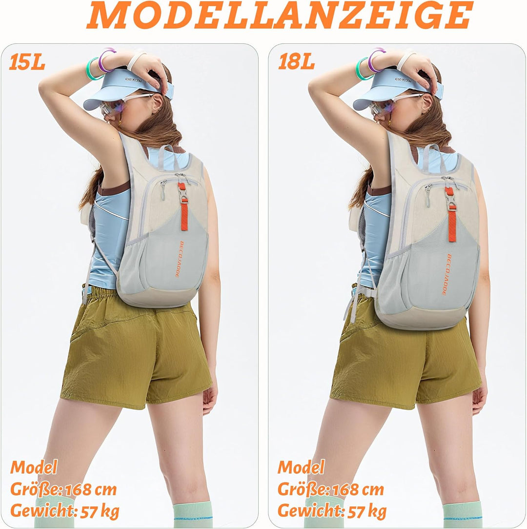 BECOJADDE 18L Wanderrucksack Herren Kleiner Rucksack Damen Leichter Daypack Tagesrucksack Faltbarer