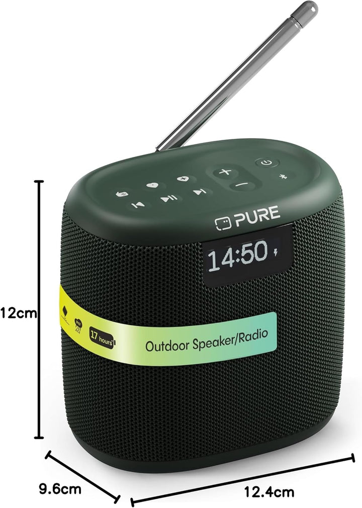 Pure Woodland Mini – Mini Bluetooth Lautsprecher für draussen, wasserdichte Musikbox mit DAB+ & FM R