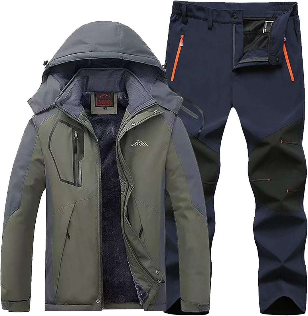Skianzug Herren 2 Teilig Set - Schneeanzug Herren Zweiteilig Outdoor-Skikleidung Winddicht Ski Anzug