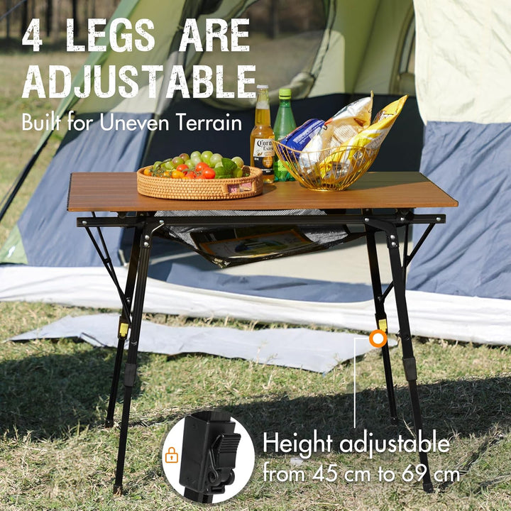 Portal Campingtisch faltbar Höhenverstellbar Klapptisch Aluminium 90 x 53cm für 4 Personen leicht Ca