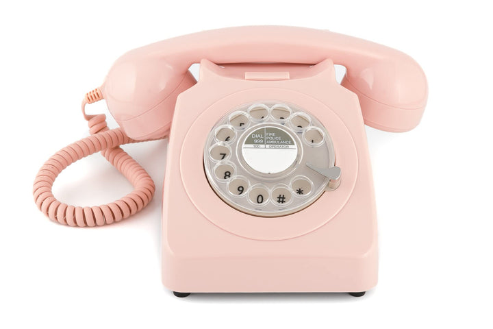 GPO 746ROTARYPINK Retro Telefon mit Wählscheibe im 70er Jahre Design Pink- Nelke Rosa, Pink- Nelke R