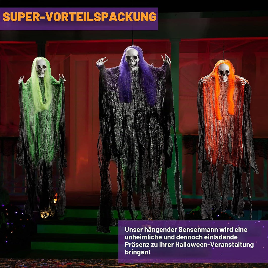 JOYIN Halloween-Sensenmann-Dekoration, 3 Stück, 89,7 cm, Halloween-Dekoration zum Aufhängen, Hallowe