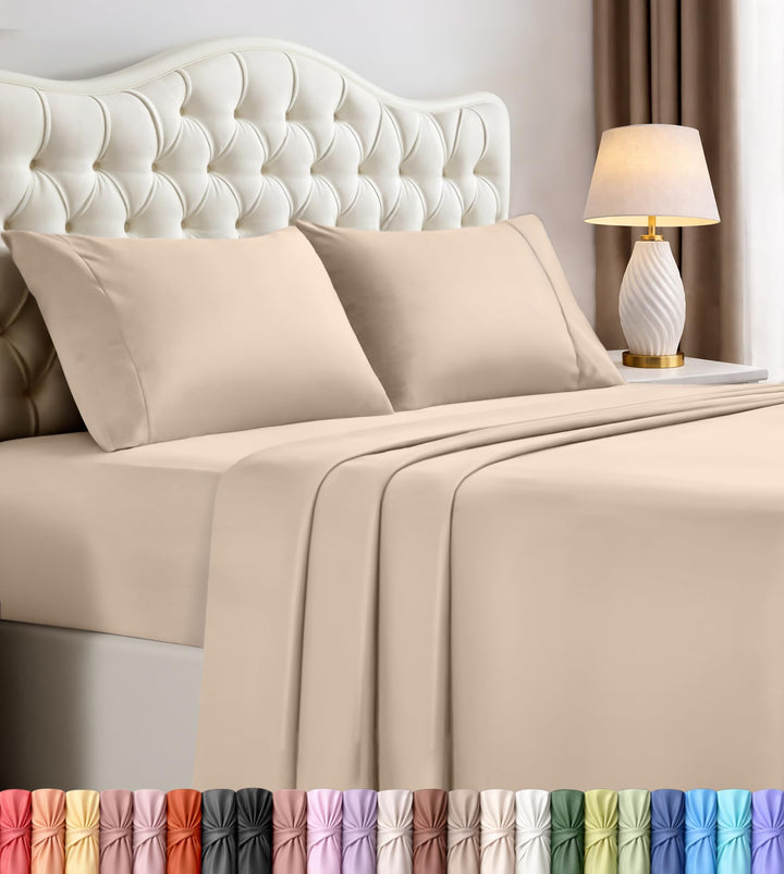 UTOPIA Betten 4 Mikrofaser Bettwäsche, beige, King Size King Size Beige, King Size Beige