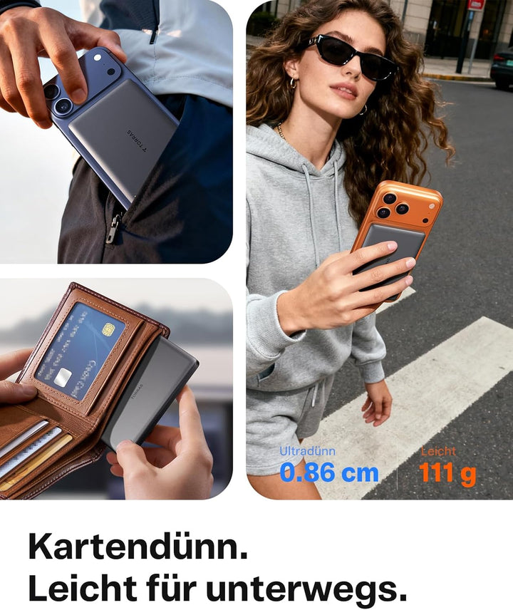 TORRAS Ultra Slim Power Bank für Magsafe Schnell Aufladende 5000mAh 8mm Kleine Powerbank für iPhone