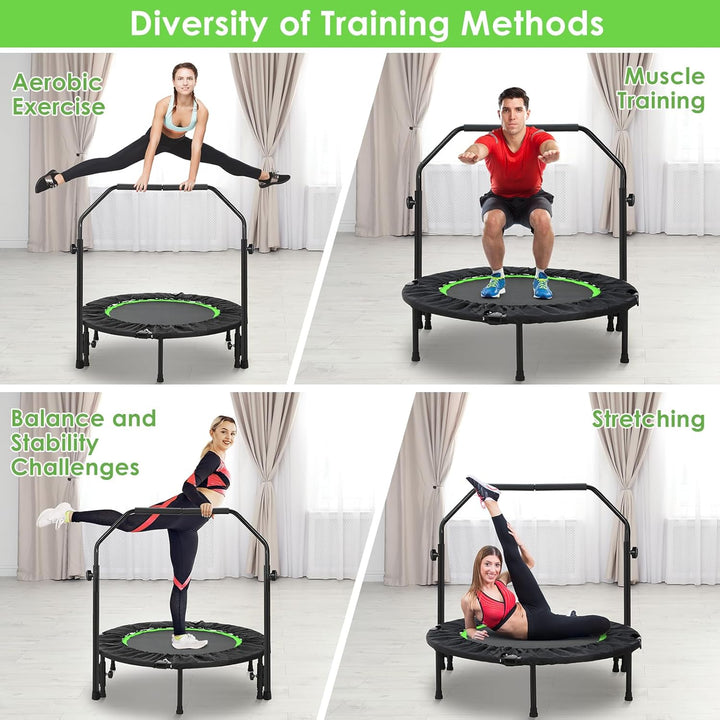 LIFERUN Indoor-Trampolin Ø101cm,Faltbares Fitness-Trampolin,Trampolin für Jumping Fitness,Tragfähigk