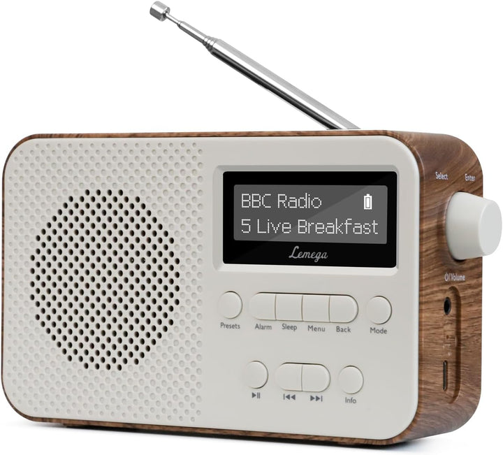 DAB-Radio mit Bluetooth, Digitalradios Netz- und Akku, wiederaufladbarer Akku, 15-Stunden-Wiedergabe