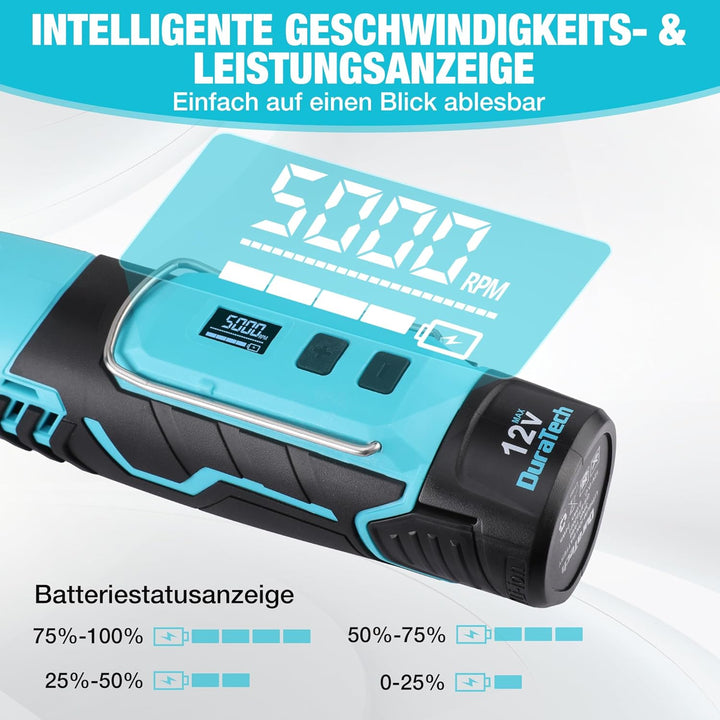 DURATECH 12V Kabellos Drehwerkzeug Set, Multifunktionswerkzeug mit 118 Zubehörteilen, mit 7 einstell