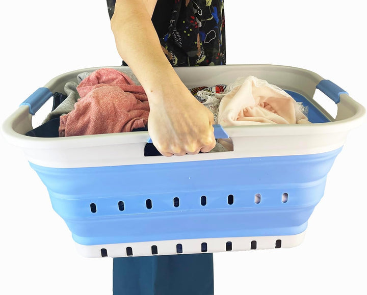 SAMMART 42L 2er-Set zusammenklappbarer Kunststoff-Wäschekorb-faltbarer Pop-Up-Aufbewahrungsbehälter/