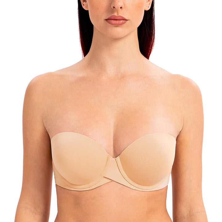 MELENECA Damen Push-Up Trägerlos BH - Bügel BH mit geformte Cups 70B Sonnenkuss, 70B Sonnenkuss