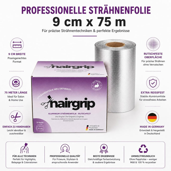 rutschfeste Strähnenfolie 9 cm breit 75m lang extra Reissfest