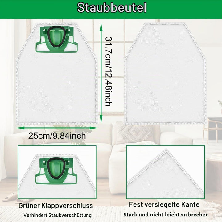 10 Stück Staubsaugerbeutel und 2 Fliter,für Vorwerk Kobold VK200 FP200 Filte,Premium Allergiker Geei