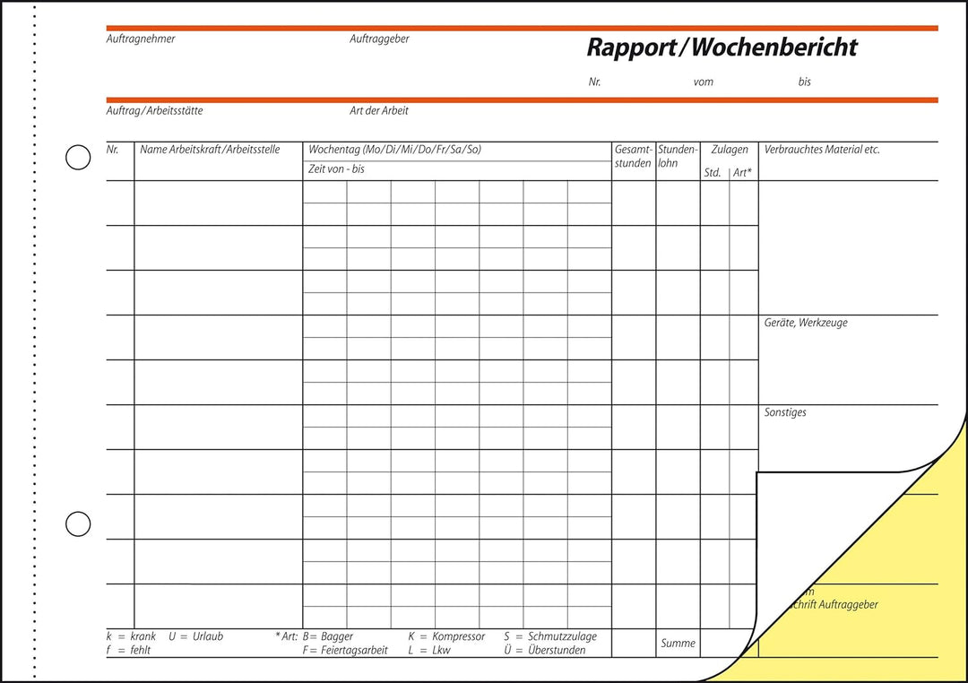 SIGEL SD029/5 Rapport / Wochenbericht A5 quer, 2x40 Blatt, selbstdurchschreibend, 5er Pack selbstdur