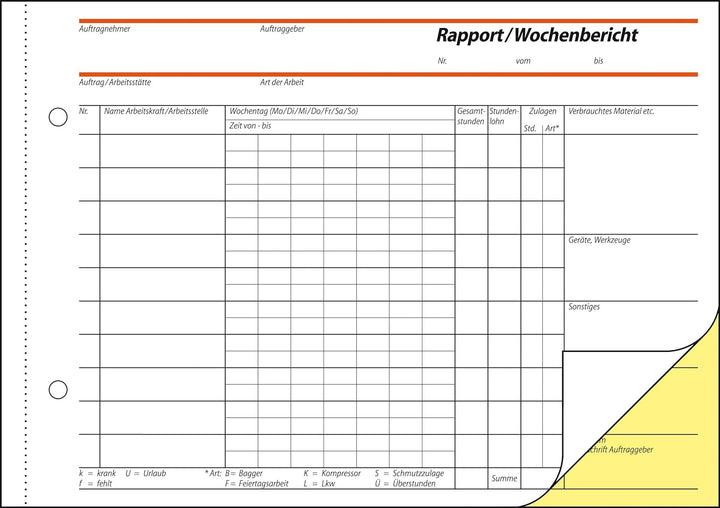 SIGEL SD029/5 Rapport / Wochenbericht A5 quer, 2x40 Blatt, selbstdurchschreibend, 5er Pack selbstdur