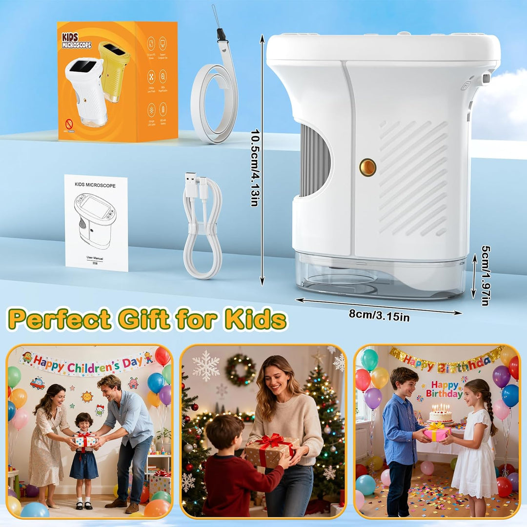 Digitales Mikroskop für Kinder,Hand Mikroskop Digital mit 2.4 Zoll Bildschirm 200x Taschenmikroskop,