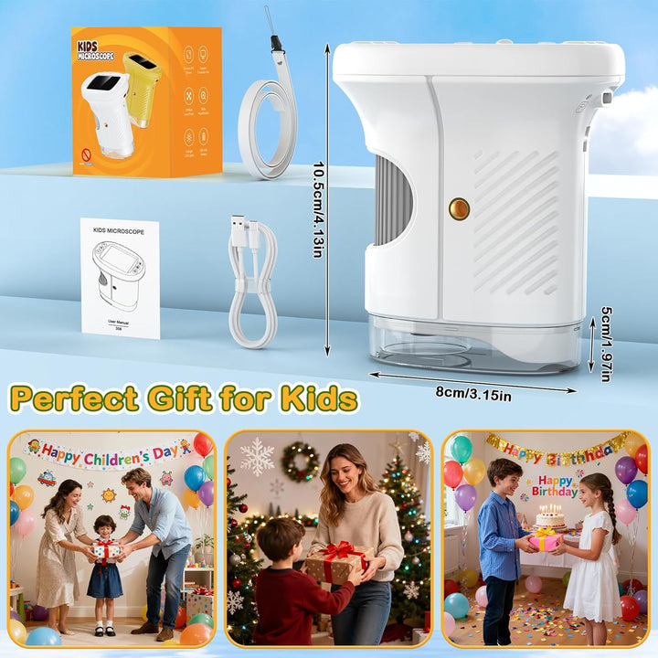 Digitales Mikroskop für Kinder,Hand Mikroskop Digital mit 2.4 Zoll Bildschirm 200x Taschenmikroskop,