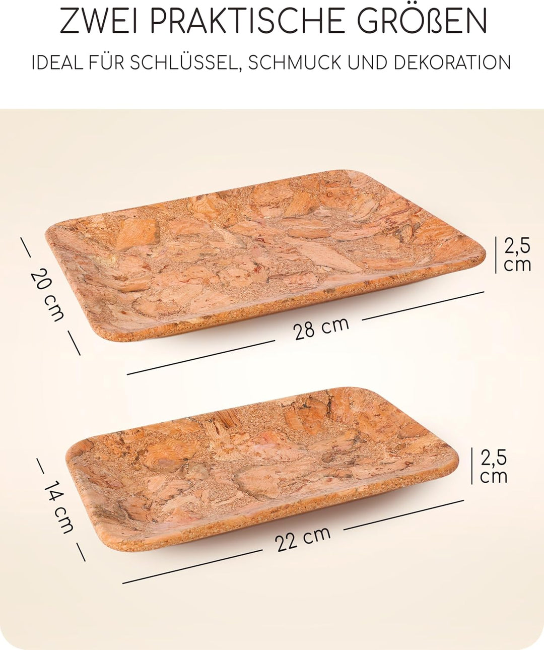 JUNGTHAL Schlüsselschale Dekoschale Schmuckschale Taschenleerer Kork (2er Set) - Exklusive Deko Abla