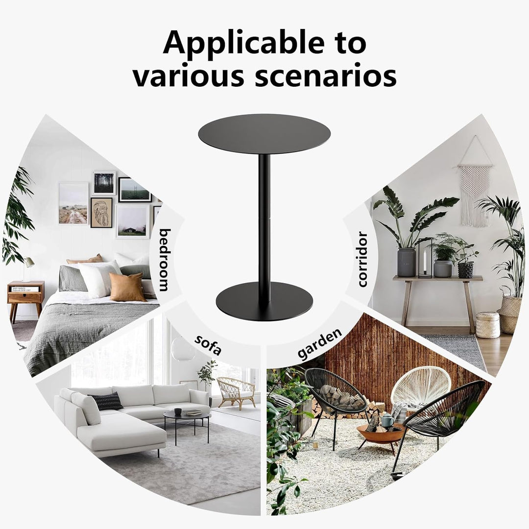 HOMEWINS Runder Beistelltisch in Schwarz, Hochwertige Metall Matte Textur, Modern Design Couchtisch,