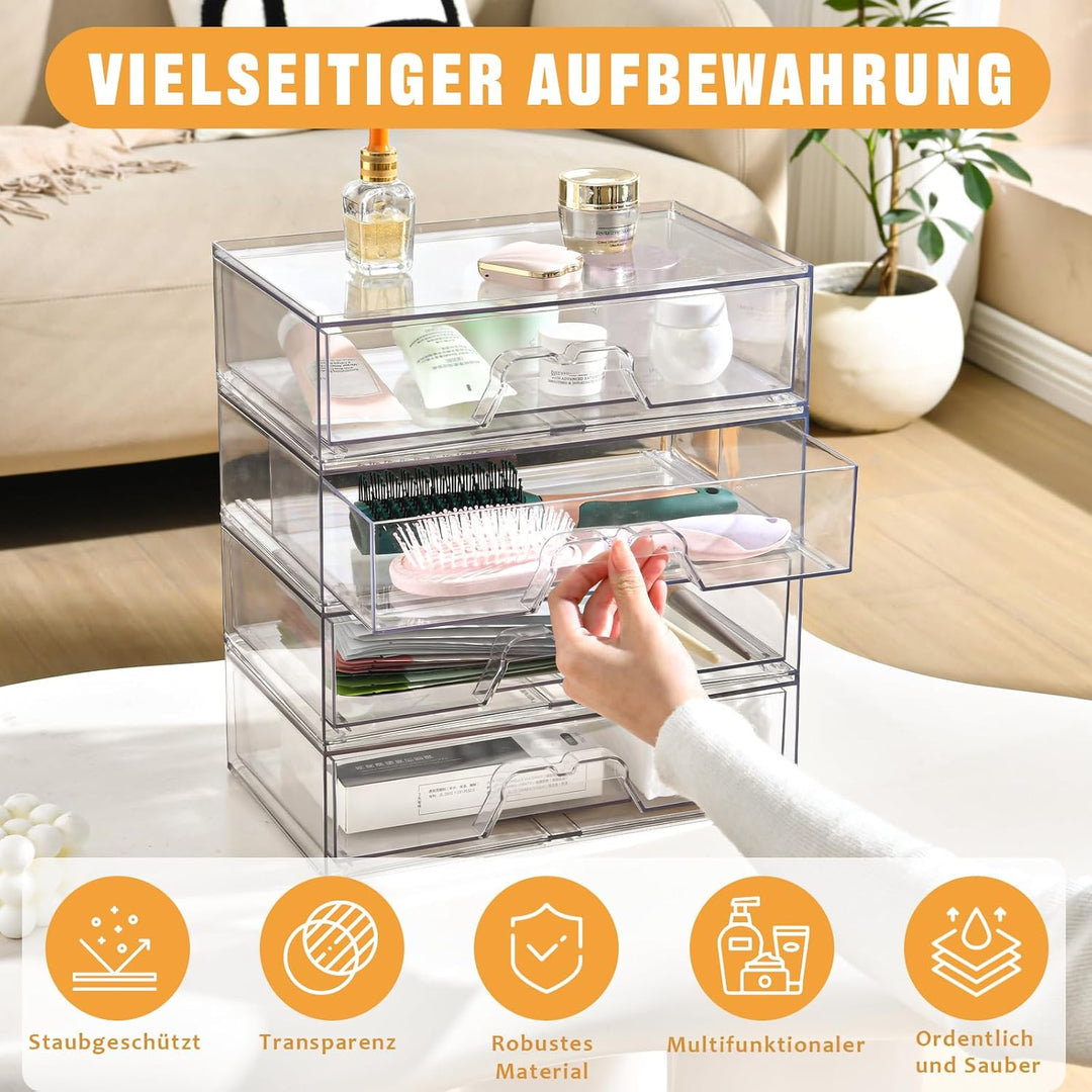 3 Pack Schubladen Organizer Schminktisch Stapelbare Schubladenboxen Klare Acryl Kosmetik Organizer S