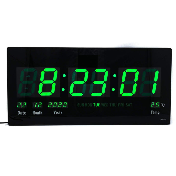 Starlet24 LED Wanduhr mit Datums- und Temperaturanzeige grosse LED-Anzeige 45x22cm (JH4622) Grün, 45