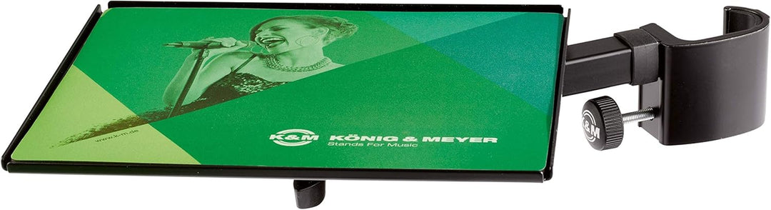 K&M 12152 Mausablage Schwarz aus Stahl - nachrüstbare Auflage mit Mousepad - klappbar - ideal für Pr