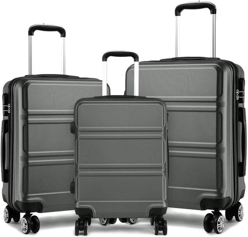 KONO Koffer Trolley Reisekoffer Set (M/L/XL) Grau, Set (M/L/XL) Grau