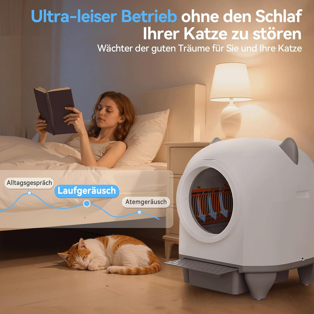 Devoko Selbstreinigendes Katzenklo, 90 l, Elektrisch, mit Müllbeuteln und Matte, Grosse Kapazität, S