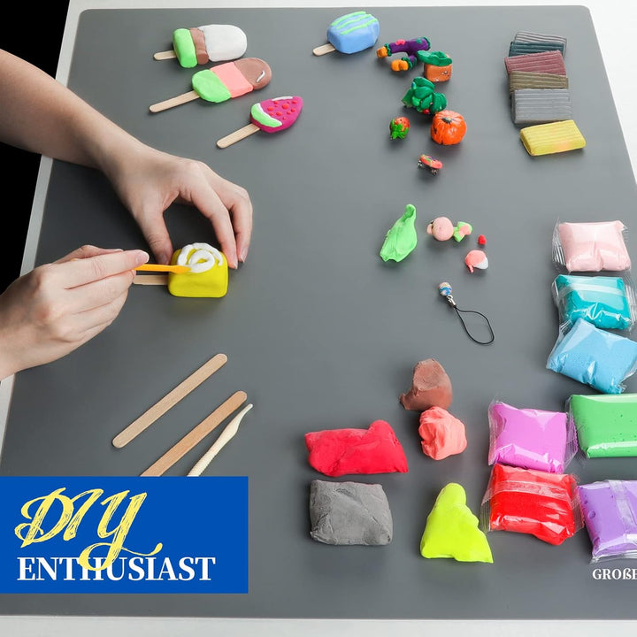 FANDAMEI 70x50 cm Grosse Silikonmatte mit Aufbewahrungsbeutel, Silikonfolie Bastelmatte Silikon Unte